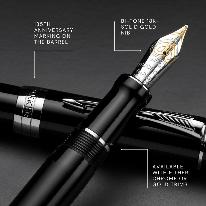 Parker Duofold L.E. 135 Year Anniversary vulpen Black GT