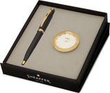 Sheaffer 100 Glossy black gold tone balpen met gold plated tafelklok