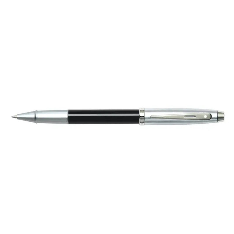 Sheaffer 100 Glossy black barrel brushed chrome cap nickel plated rollerbal